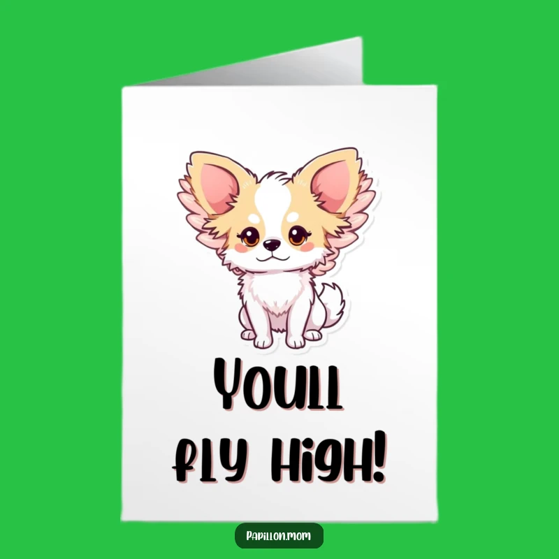 Free Printable Congrats Card: Papillon Angel Dog - Dreamy Downloadable