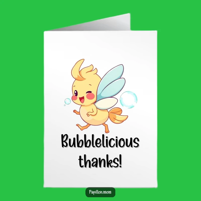 Free Printable Papillon Thank You Card: Bubbly Gratitude Downloadable