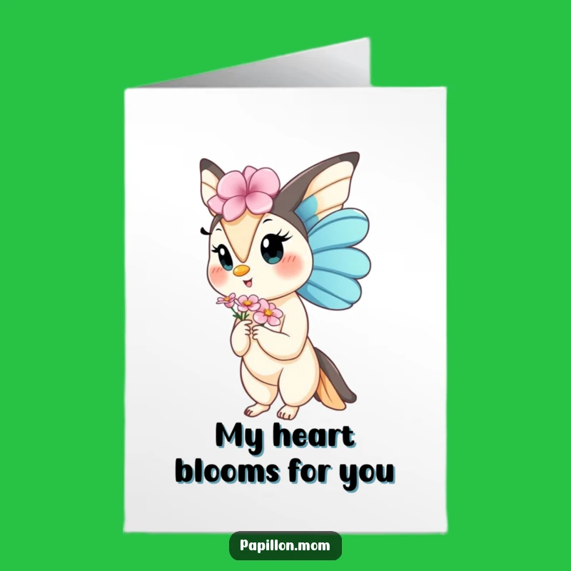 Free Printable Kawaii Papillon Thank You Card: Gentle Bloom Downloadable Gift