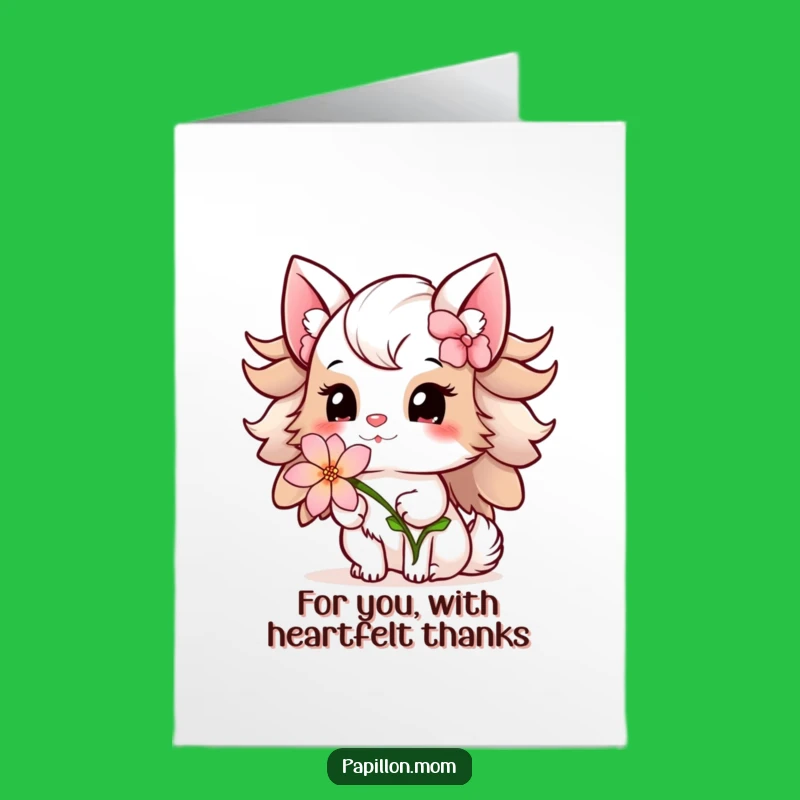 Free Printable Papillon Lady Thank You Card: Grateful Downloadable Gift