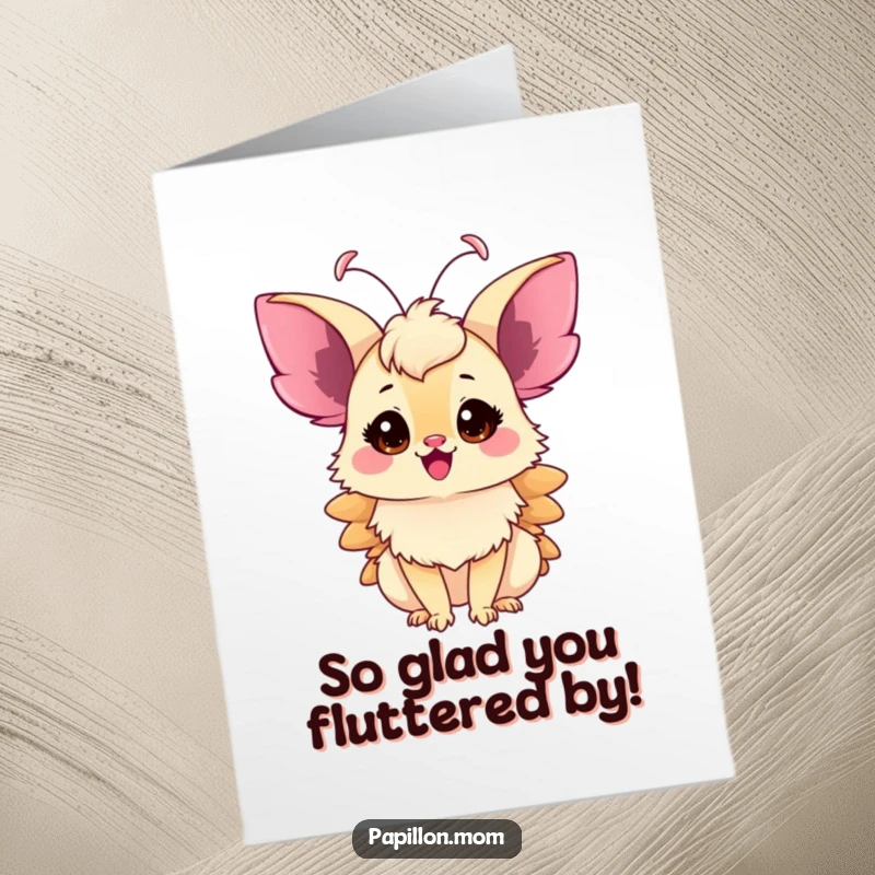 Funny Free Printable Thank You Card: A Papillon lady with antennae quivering with thanks, conveying heartfelt gratitude.