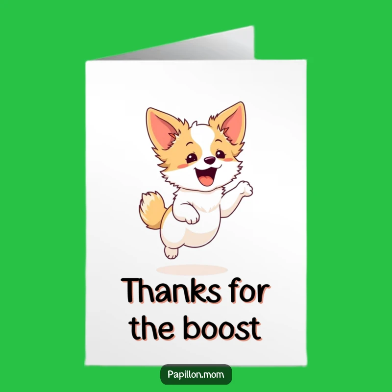 Free Printable Thank You Card: Papillon Dog's Thankful Leap - Humorous