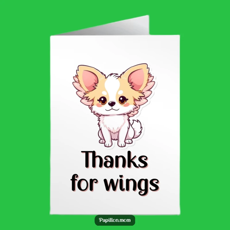 Free Printable Thank You Card: Papillon Winged Dog - Sweet Downloadable