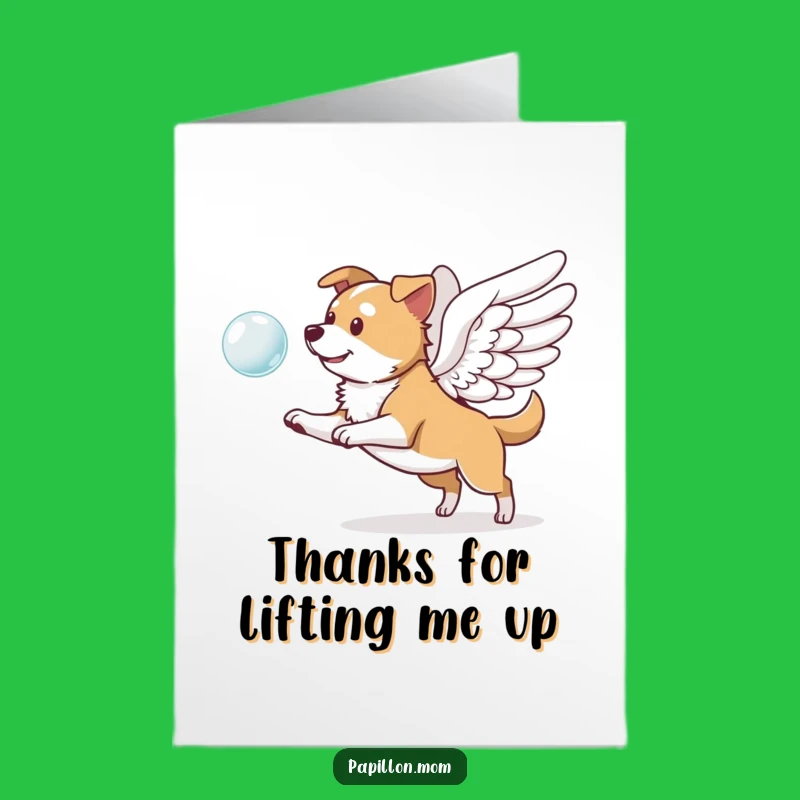 Free Printable Thank You Card: Winged Dog Bubbles, Appreciative Downloadable Gift