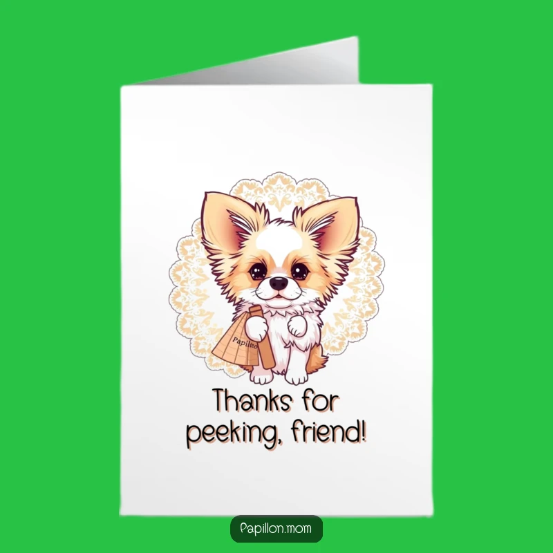 Free Printable Thank You Card Papillon Dog Lace Fan - Funny Downloadable Gift