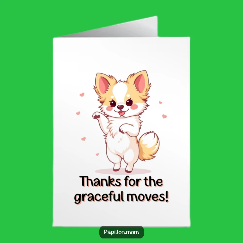 Free Printable Thank You Card Funny Papillon Dog Dance - Downloadable Gift