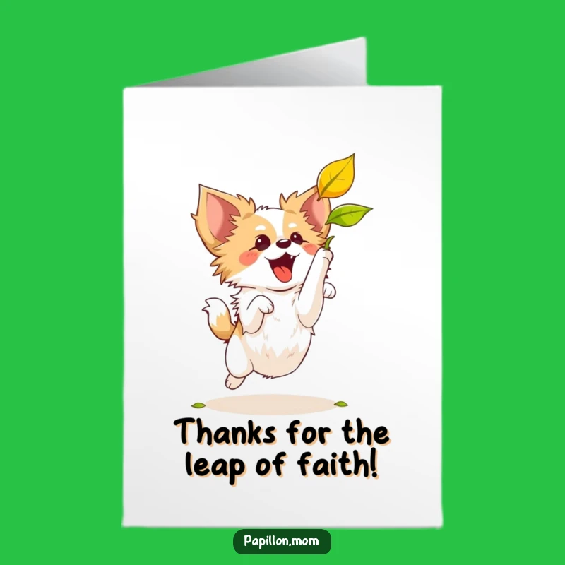 Free Printable Thank You Card Funny Papillon Dog Leaf Catch - Downloadable Gift