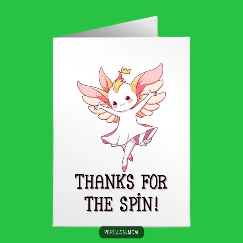 Free Printable Thank You Card: Graceful Papillon Lady Twirl - Elegant Downloadable!