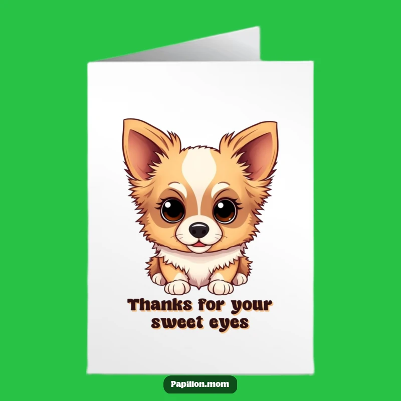 Free Printable Thank You Card: Sweet Papillon Dog Gaze - Heartfelt Downloadable Gift