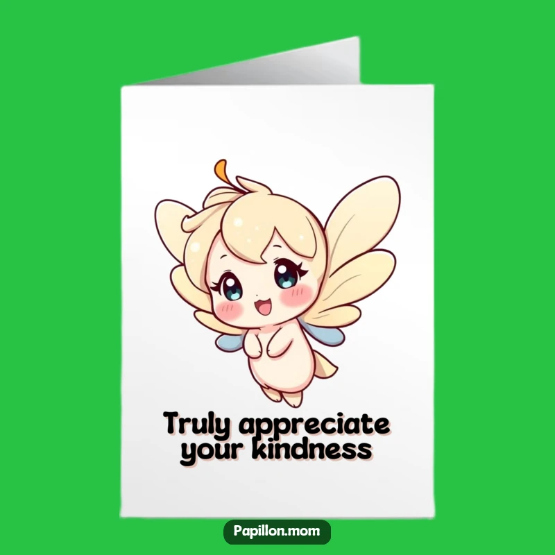 Free Printable Thank You Card: Happy Fluttering Character, Funny Downloadable for Expressing Joyful Gratitude