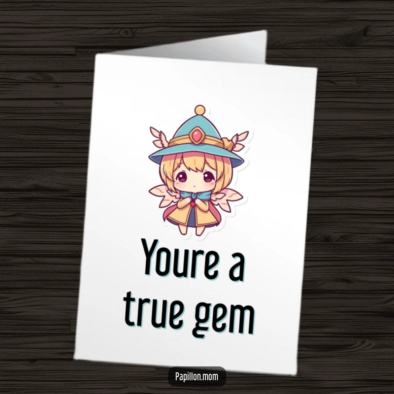 Funny Free Printable Thank You Card: Character in a tiny elegant hat with wings, conveying thanks