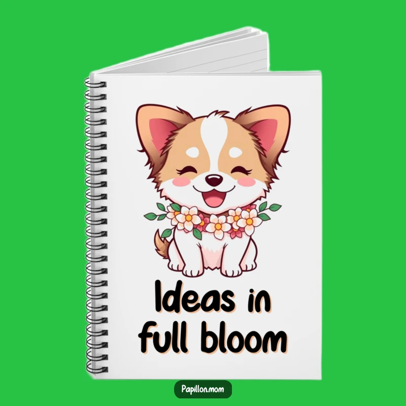 Funny Papillon Dog Flower Garland Notebook - Jot Down Joyful Thoughts!