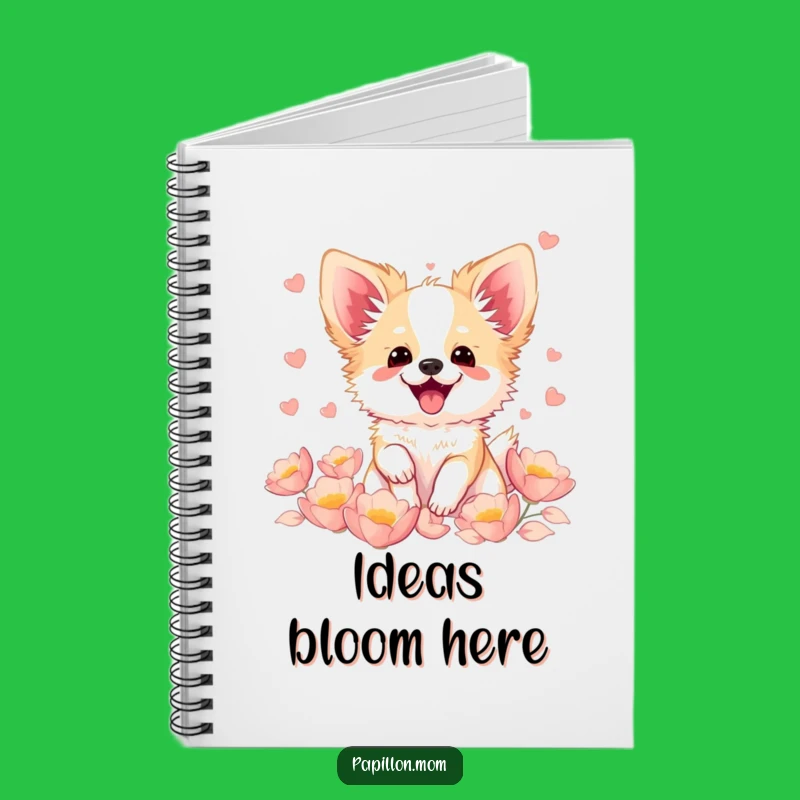 Funny Kawaii Papillon Dog Notebook, Excited Bichon Petal Journal, Gift