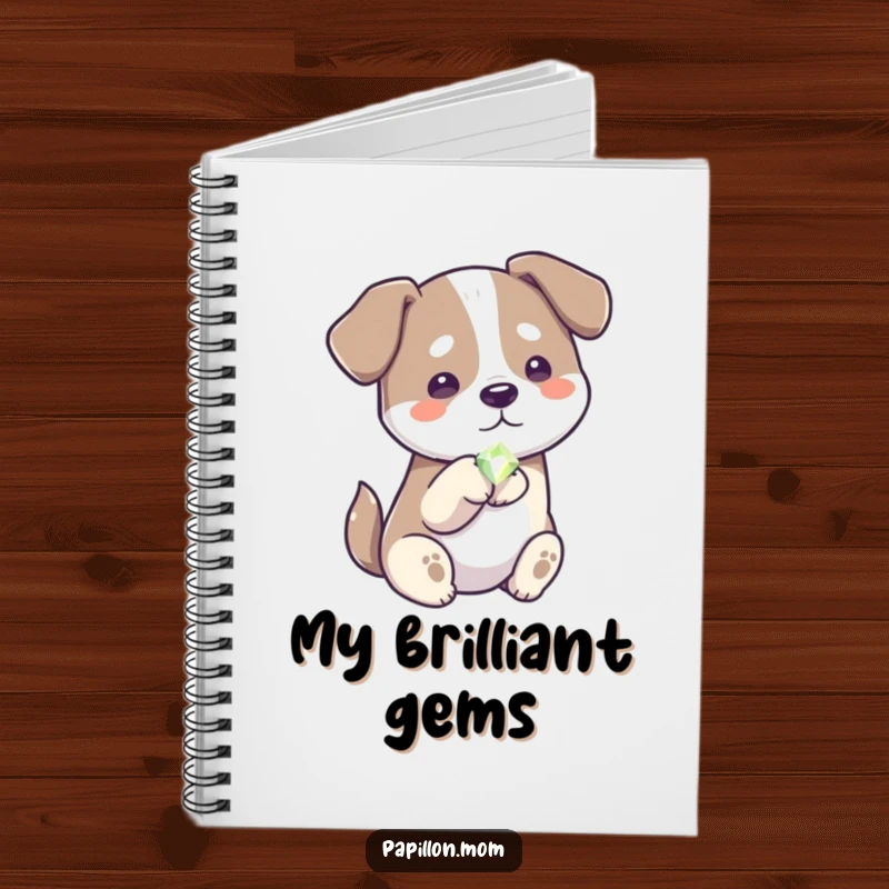 Funny generous dog notebook, featuring a dog offering a shiny gem, perfect for writing and notes.