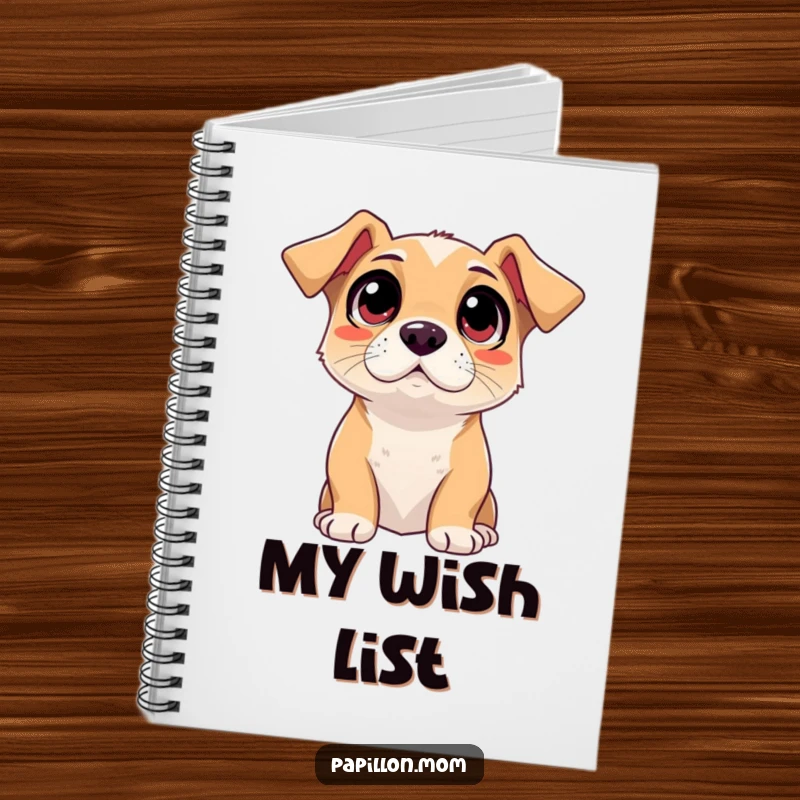 Funny adoring dog notebook, featuring a dog with wide, loving eyes, perfect for journaling and creative writing.
