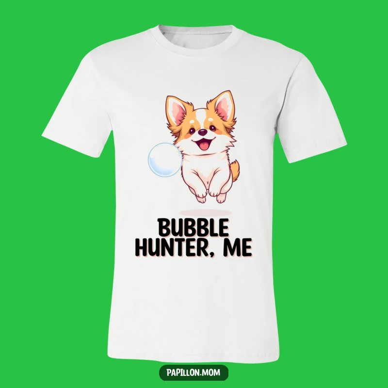 Funny Papillon Dog Bubble Chase T-Shirt - Wear Your Playful Spirit