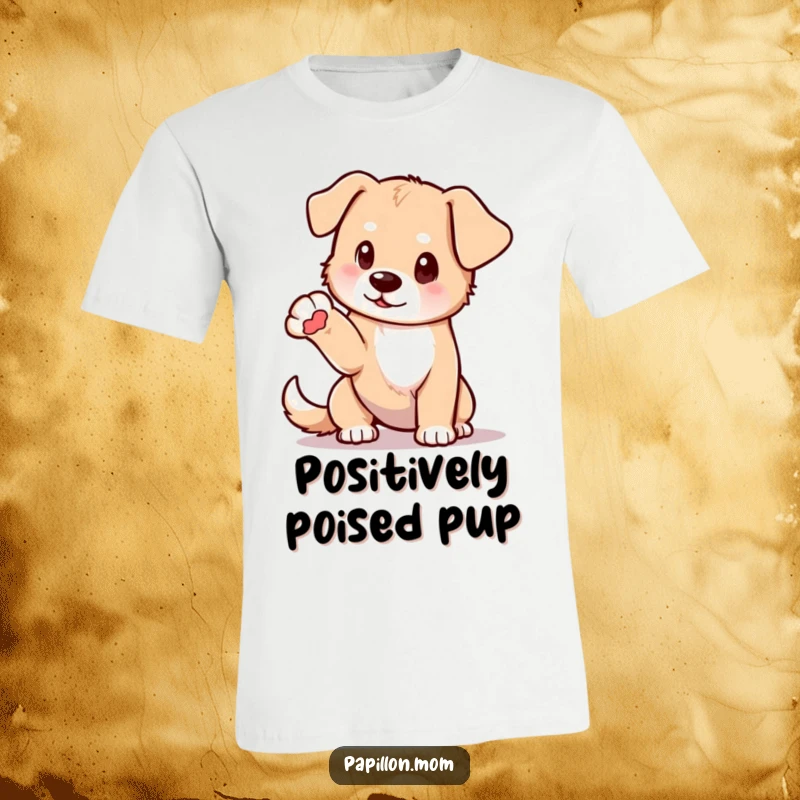 Funny t-shirt showcasing a dog in a refined pose, one paw delicately and elegantly extended, exuding poise and charm.