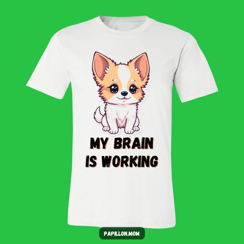 Funny Kawaii Papillon Dog T-Shirt: Curious Observer, Cute Apparel!