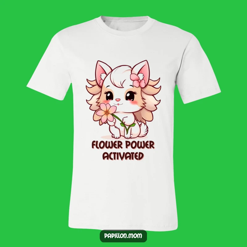 Funny Papillon Lady T-Shirt: Flower Offering – Wear Your Kindness!