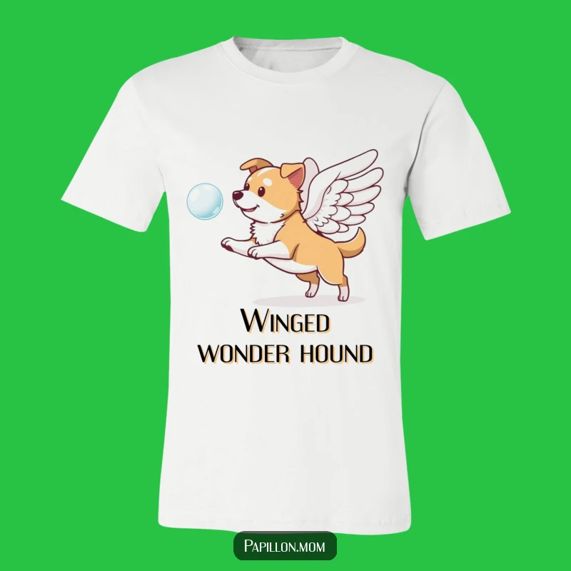 Funny Winged Dog T-Shirt: Adorable Pup Chasing Bubble, Fantastic Funny Gift!