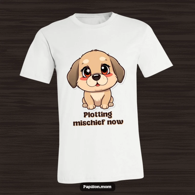 Funny t-shirt depicting a dog with a distinct wink and a bright, mischievous sparkle in its eyes, conveying playful confidence.