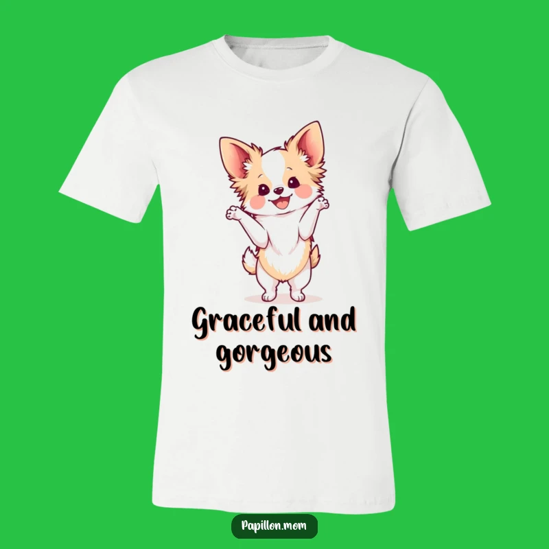 Funny Kawaii Papillon Dog T-Shirt, Graceful Bichon Pose Tee, Gift Idea