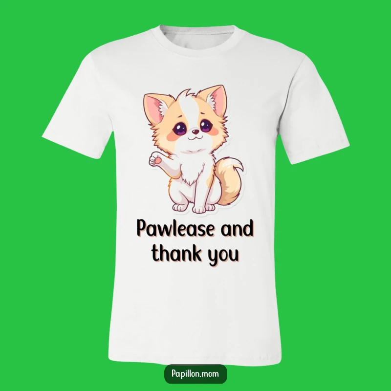 Funny Papillon Paw T-Shirt: Cute Dog Lady Offering Paw, Hilarious Gift!