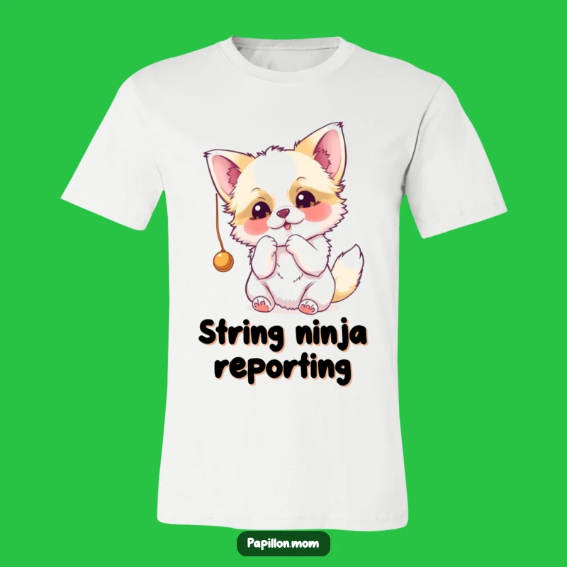 Funny Papillon Batting String T-Shirt - Wear Your Dog's Playfulness!