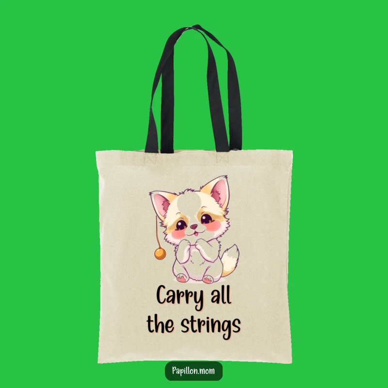 Funny Papillon Batting String Tote Bag - Carry Your Dog's Charm!