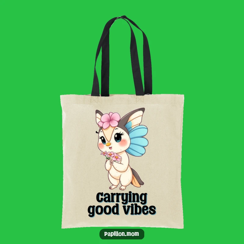 Funny Kawaii Papillon Lady Tote: Carry Blooms with Gentle, Humorous Flair