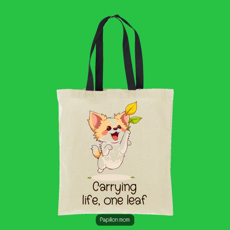 Funny Papillon Dog Leaf Catching Tote Bag: Carry Your Fun in Style!