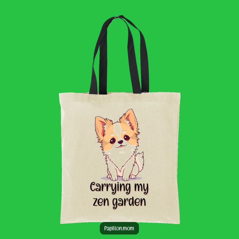 Funny Kawaii Papillon Dog Tote Bag: Serene Breeze Essential Gift!