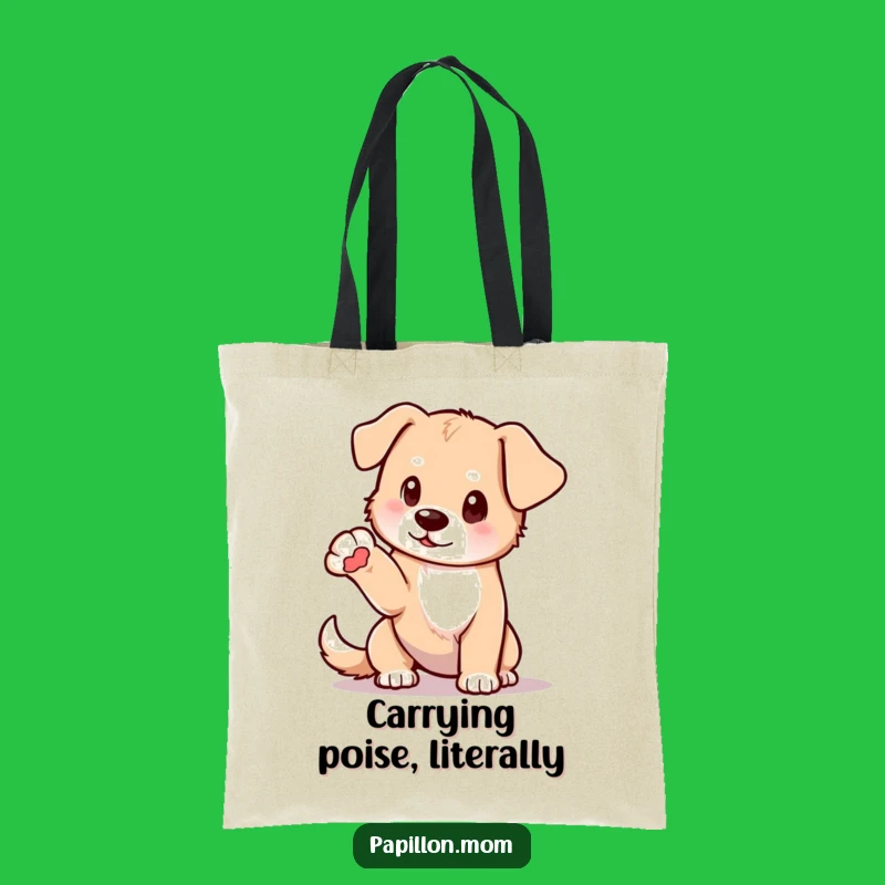Funny Elegant Dog Tote Bag: Paw Extended Style, Great Funny Gift!