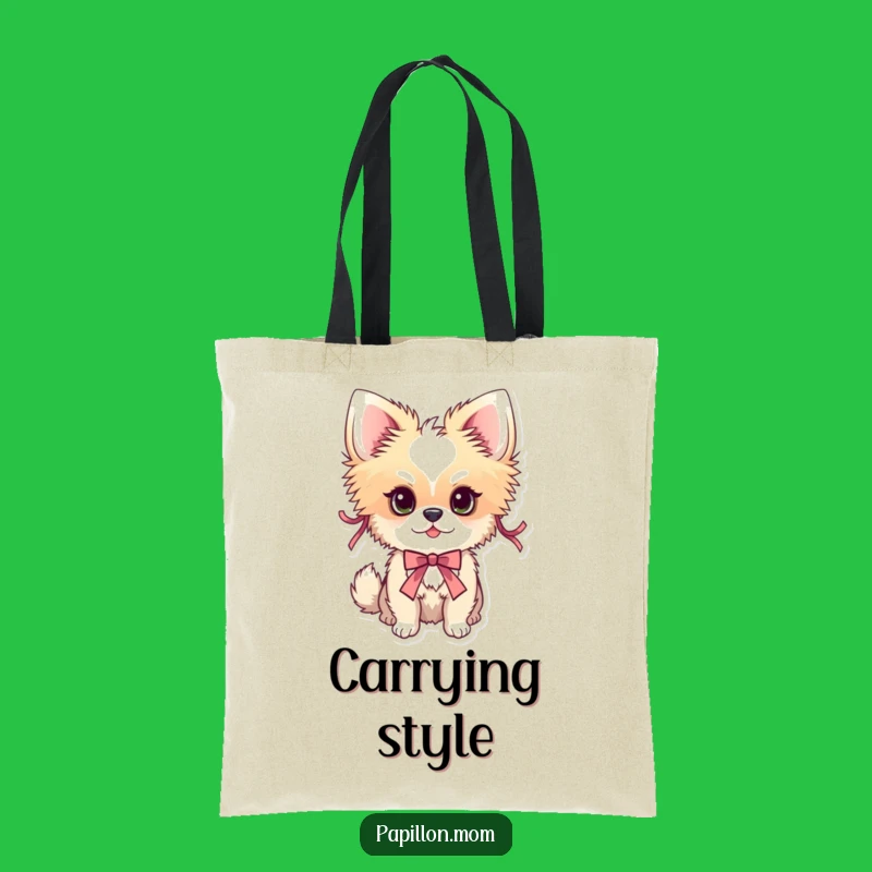 Funny Papillon Ribbon Adorned Tote Bag - Fashionable Funny Gift for Shoppers