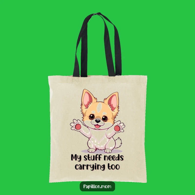 Funny Kawaii Papillon Dog Tote Bag: Playful Pup Carry-All Gift!