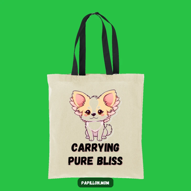 Funny Papillon Angel Wings Tote Bag - Cute Dog Lover's Carryall