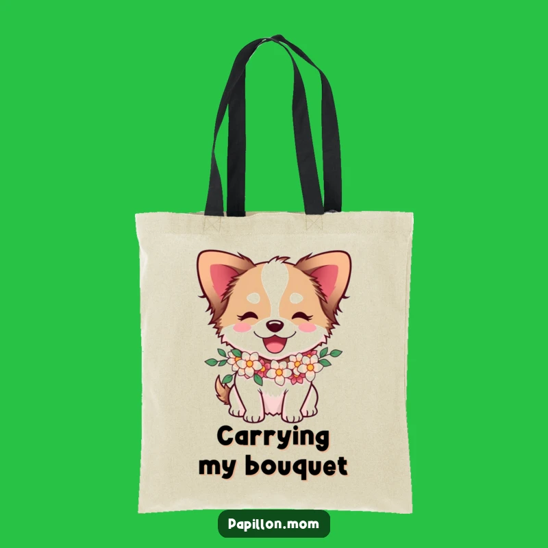Funny Papillon Dog Flower Garland Tote Bag - Carry Your Joy!