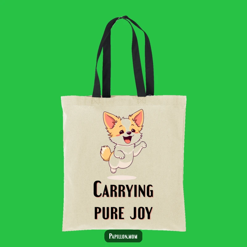 Funny Papillon Graceful Leap Tote Bag - Energetic Dog Accessory