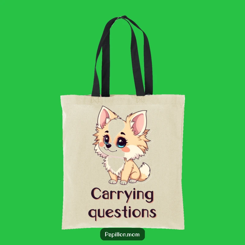 Funny Papillon Lady Tote Bag: Inquisitive Tilt – Carry Your Curiosity!