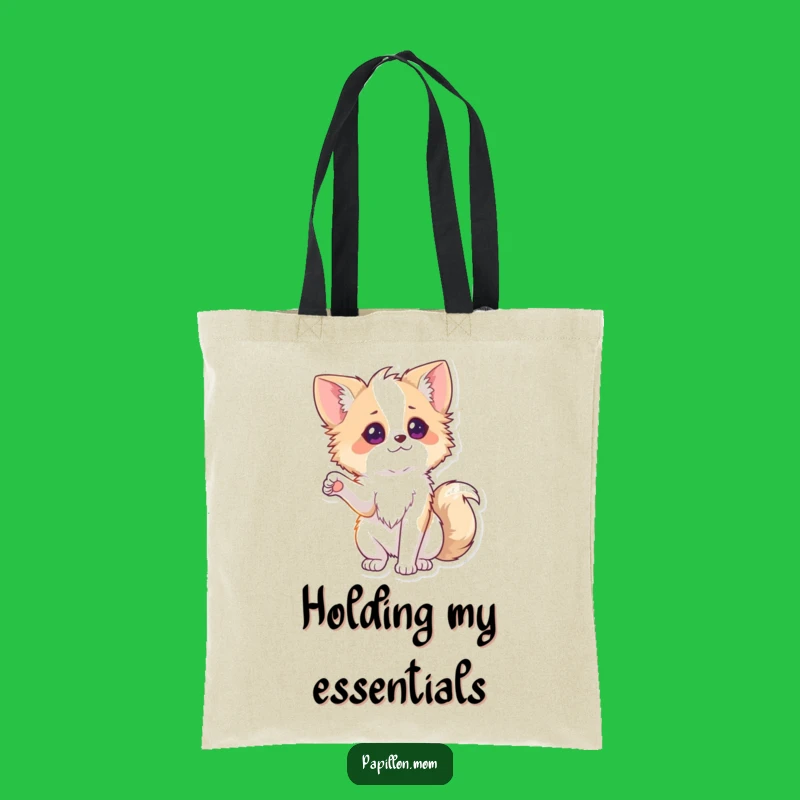 Funny Papillon Paw Tote Bag: Playful Dog Lady Carryall, Perfect Practical Gift!